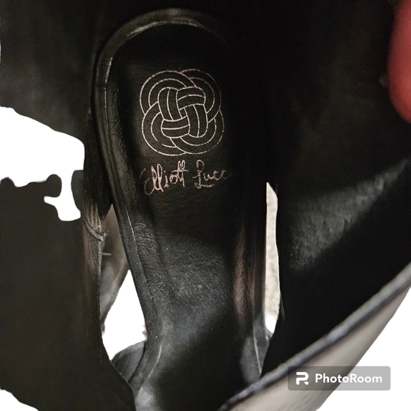 ELLIOTT LUCCA Black Alessandra Open Toe Leather Ankle Booties size 9.5 - Picture 5 of 10